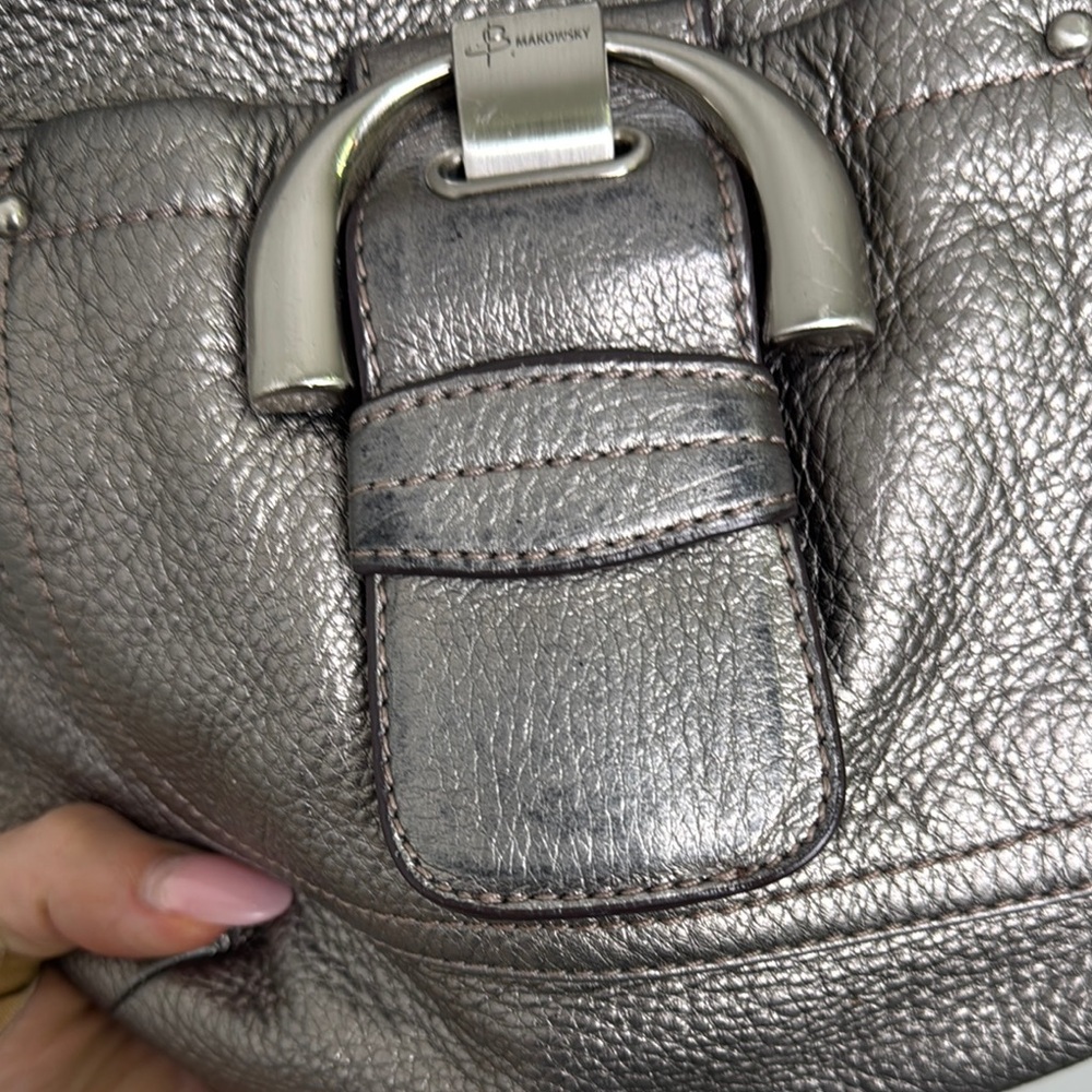 B. Makowsky Silver Crossbody Bag with Adjustable Strap - Picture 6 of 16